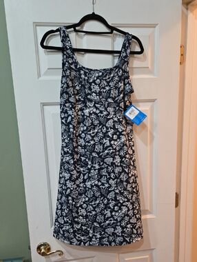 New Columbia Frezzer 3 PFG Navy Blue Mermaid Ocean Pattern Sleeveless Dress Sz M